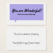 You are Wonderful! Random Act of Humanity Cards (Front & Back)