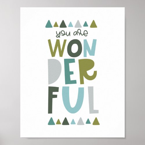 You Are Wonderful Typography Kids Poster