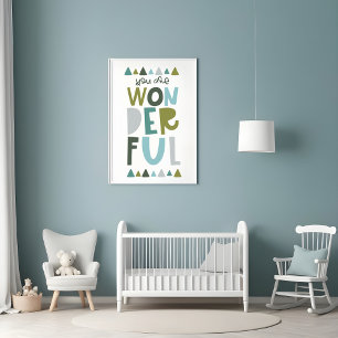 You Are Wonderful Typography Kids Poster