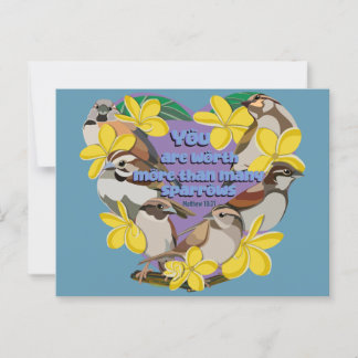You are worth more than many sparrows postcard