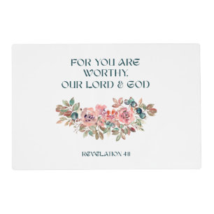You Are Worthy — Watercolor Floral Serving Tray Placemat