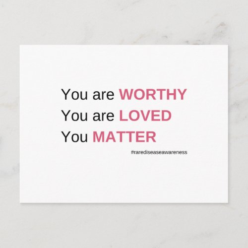 You are worthy you are loved you matter postcard