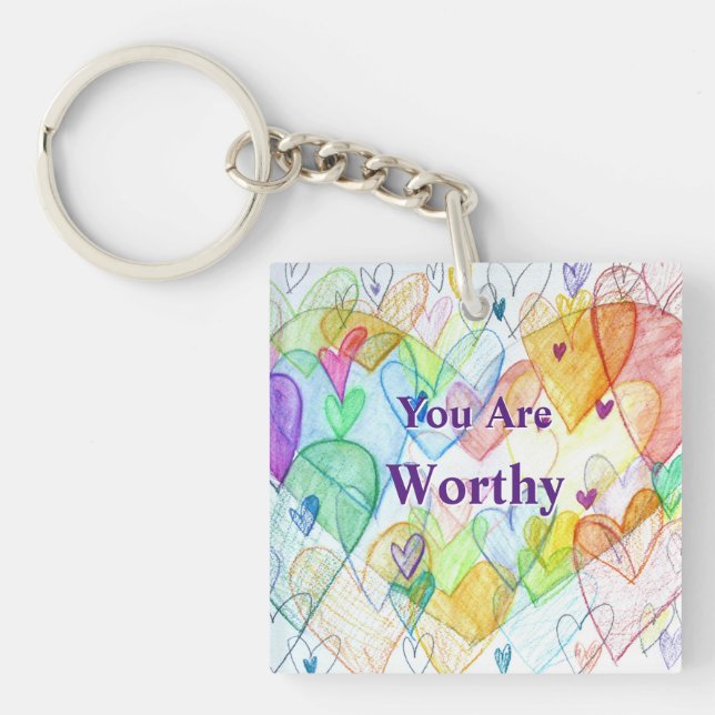 You Art Worthy Hearts Art Gift Keychain  (Front)