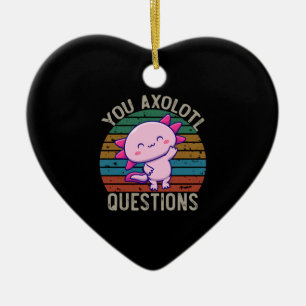 You Axolotl Questions Retro 90s Vintage Sunset Ceramic Ornament