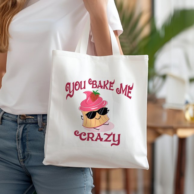 You Bake Me Crazy Strawberry Cupcake Sunglasses Tote Bag (Creator Uploaded)