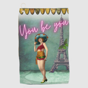 You Be You Empowering Vintage Woman Pop Art Golf Towel