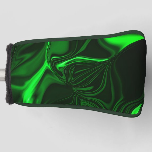 You bend and folds green nickeled on dark golf head cover (Front)