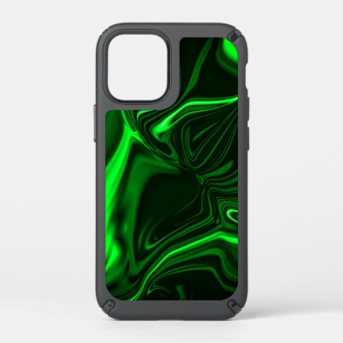 You bend and folds green nickeled on dark speck iPhone 12 mini case