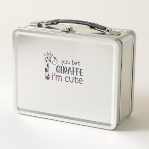 You Bet Giraffe I'm Cute Metal Lunch Box