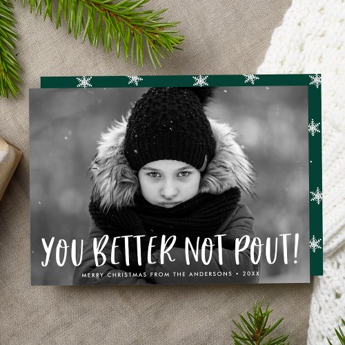 You Better Not Pout Green Photo Holiday Card