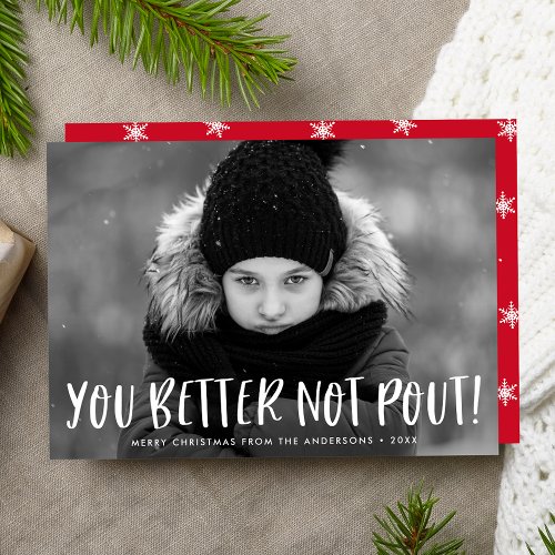 You Better Not Pout Red Photo Holiday Card