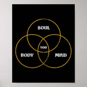 You Body Soul Mind Pilates Yoga Meditation Grunge  Poster
