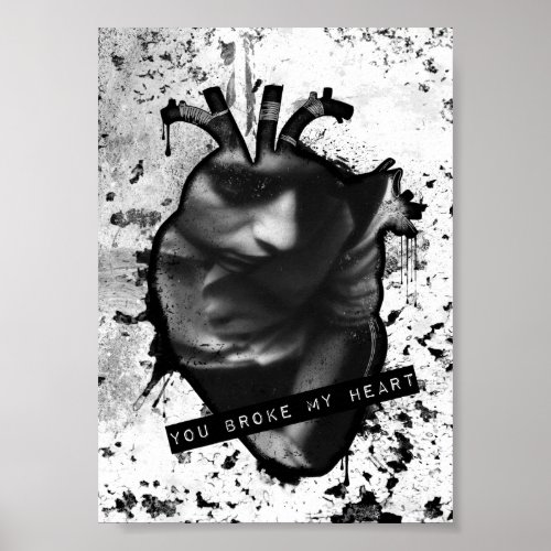 you broke my heart anatomical heart poster