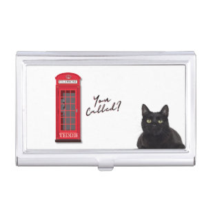 'You Called?' Customizable London Cat Red Phone Business Card Case
