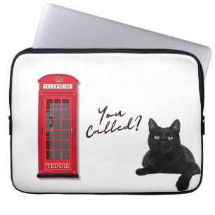 'You Called?' Customizable London Cat Red Phone  Laptop Sleeve