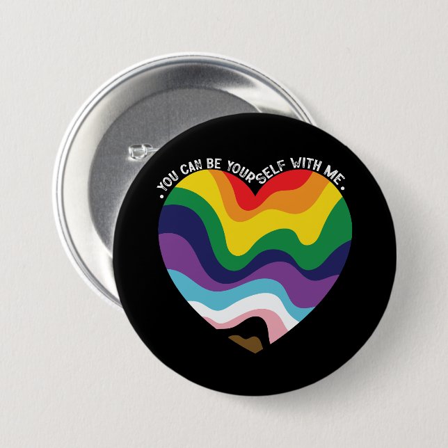 You Can Be Yourself With Me LGBT Transgender Gay  Button (Front & Back)