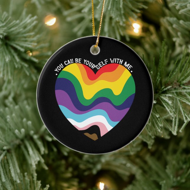 You Can Be Yourself With Me LGBT Transgender Gay  Ceramic Ornament (Tree)
