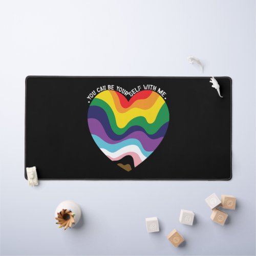 You Can Be Yourself With Me LGBT Transgender Gay  Desk Mat