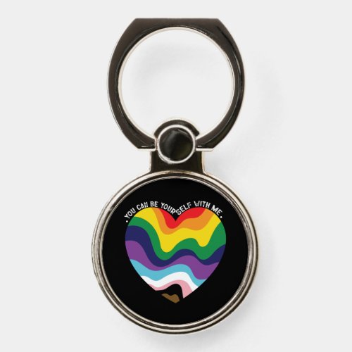 You Can Be Yourself With Me LGBT Transgender Gay  Phone Ring Stand