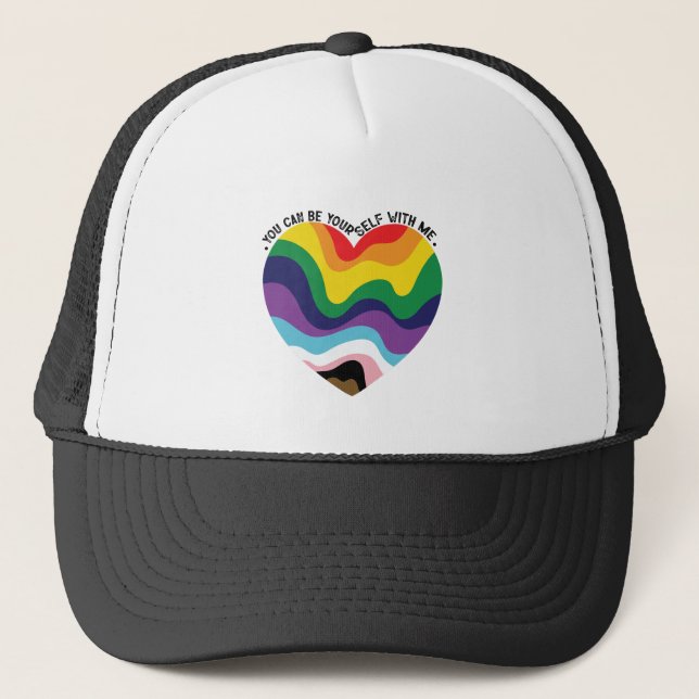 You Can Be Yourself With Me LGBT Transgender Gay  Trucker Hat (Front)