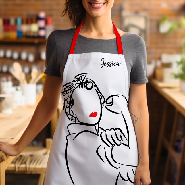 You Can Cook It - Stylish Rosie the Riveter Apron (Just the right touch of feminist dazzle you need to feel glam and powerful in the kitchen.)