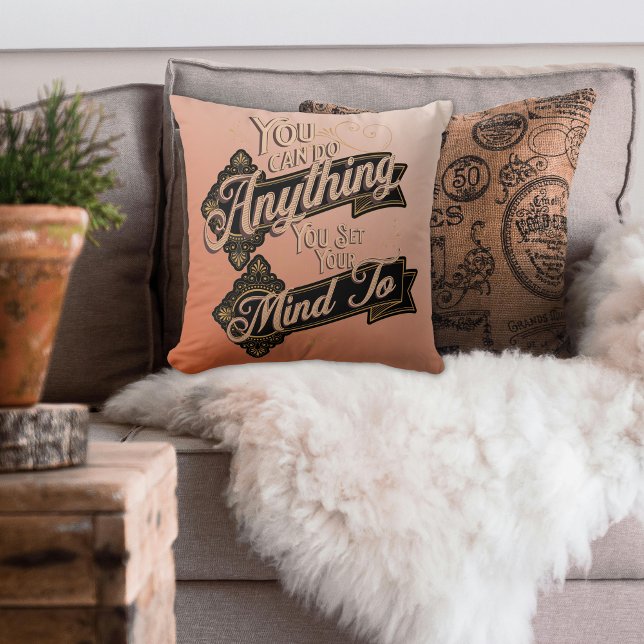 You Can Do Anything Quote Terracotta Pink Throw Pillow (Creator Uploaded)