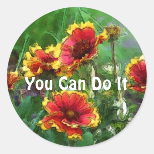 You Can Do It Daisies Inspirational Classic Round Sticker
