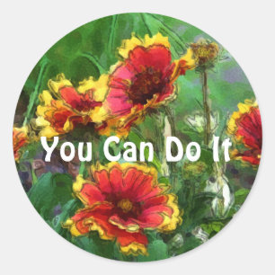 You Can Do It Daisies Inspirational Classic Round Sticker