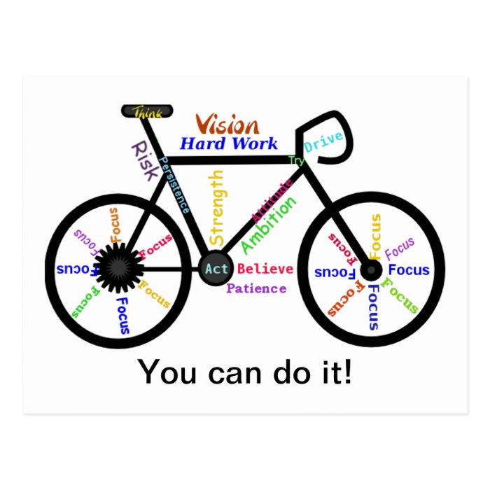 You can do it, Motivational Bike, Bicycle Cycling Post Card