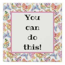 You Can Do This! Rainbow Butterflies Boho Faux Canvas Print