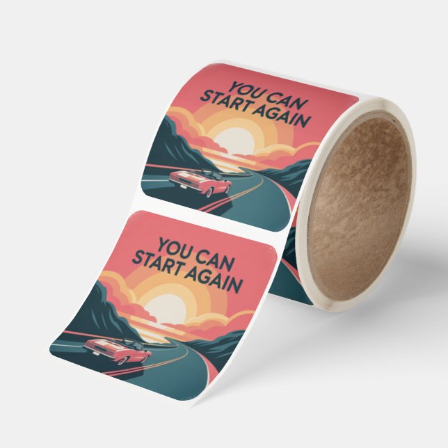 You Can Start Again Square Sticker (Roll)