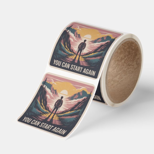 You Can Start Again Square Sticker (Roll)