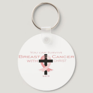 You Can Survive Breast Cancer with Christ Keychain