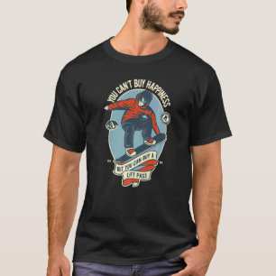 You Can T Buy Happiness Fun Retro Snowboarder Wint T-Shirt
