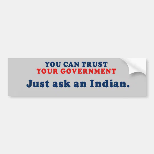 Just Ask an Indian Bumper Sticker Decal Sure You Can Trust the Government..