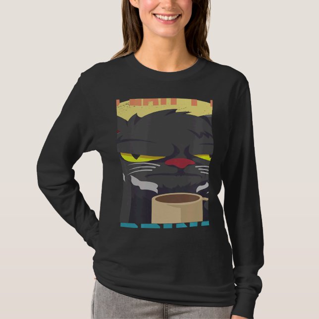 you cant buy happiness cat coffee saying coffee mu T-Shirt (Front)
