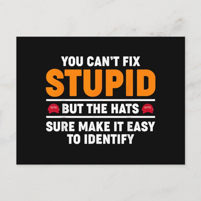 You Can't Fix Stupid But The Hats Sure Make It Eas Postcard (Front)