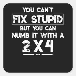 You Cant Fix Stupid But You Can Numb It With A 2x4 Square Sticker
