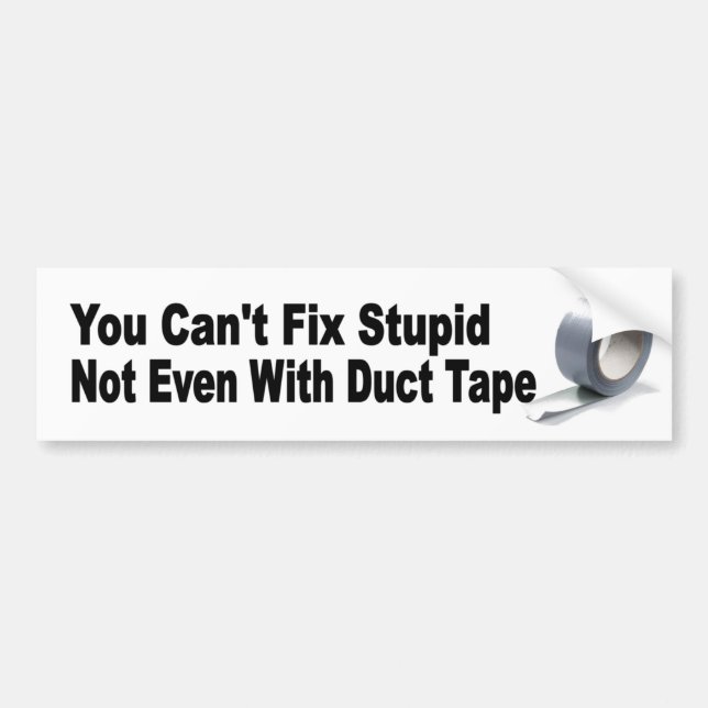 You Can't Fix Stupid Not Even With Duct Tape funny Bumper Sticker (Front)