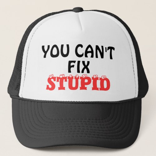 YOU CANT  FIX  STUPID TRUCKER HAT