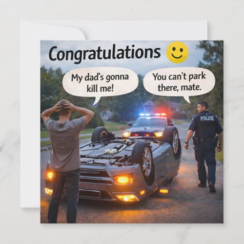 You can't park there make funny congratulations card