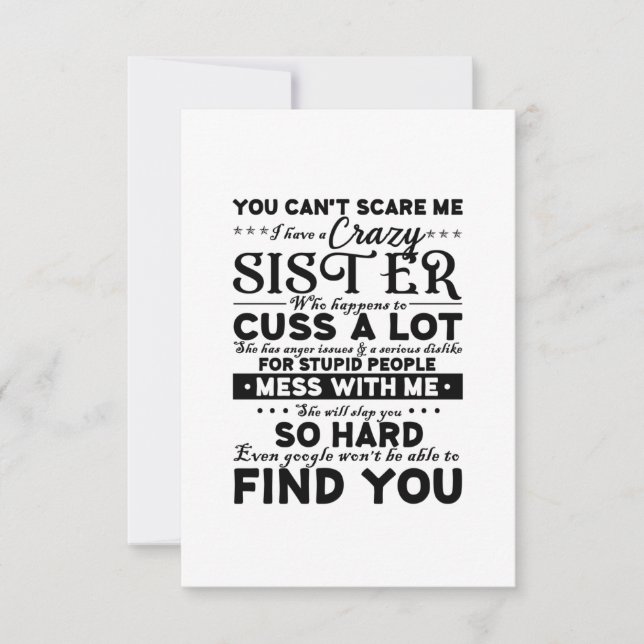 You Cant Scare Me I Have A Crazy Sister RSVP Card (Front)