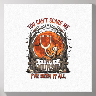 You Cant Scare Me Nurse Halloween Stethoscope Oran Canvas Photo Tile