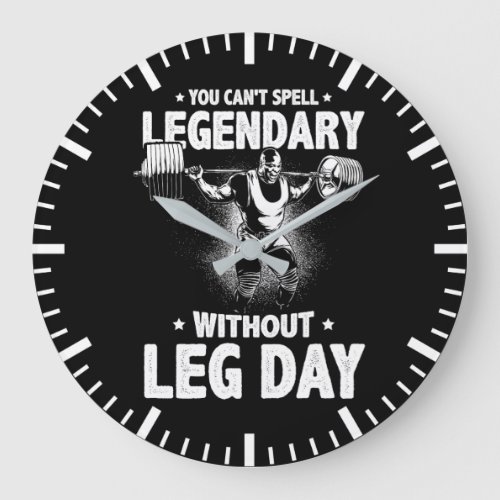 You Cant Spell Legendary Without Leg Day Large Clock