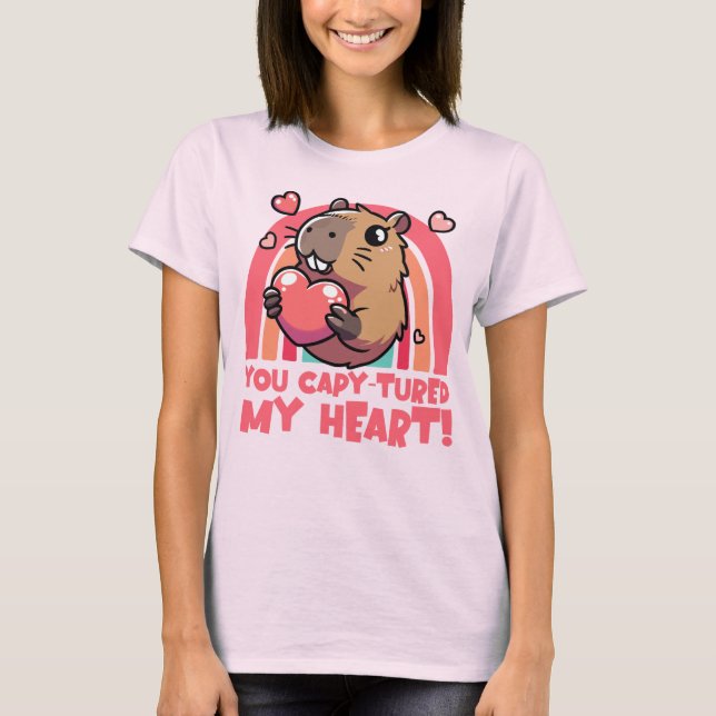 You Capy-tured My Heart – Cute Capybara Design T-Shirt (Front)