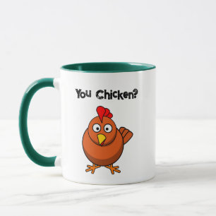 You Chicken?, Funny Brown Rooster Cartoon Taunt  Mug