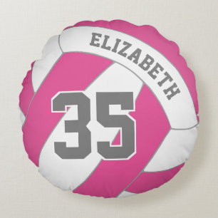 YOU choose ANY color girls custom volleyball Round Pillow