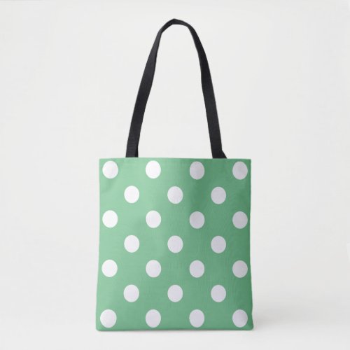 You choose background color and white polka dots tote bag