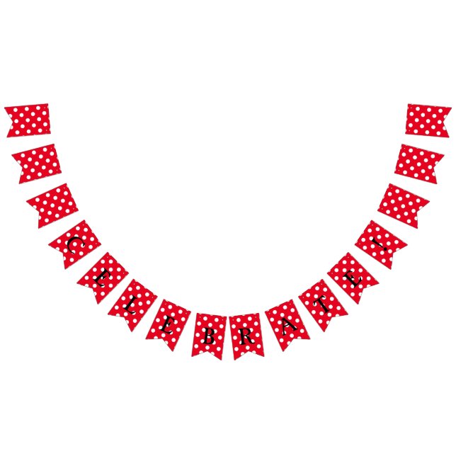 You choose background color & white polka dots bunting flags (All)