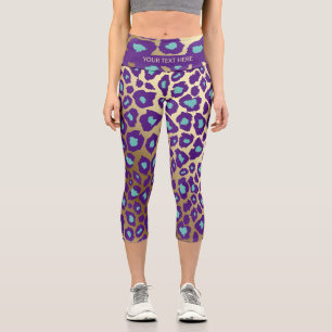YOU CHOOSE Colors on Gold Cheetah Print Capri Leggings